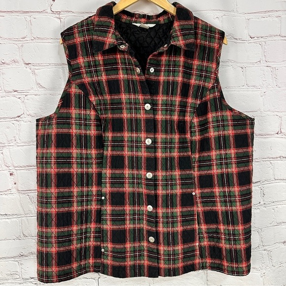 Womens vintage Outerwear Vest size 3X Plus Size Tartan Plaid Quilted Christmas - Picture 1 of 9